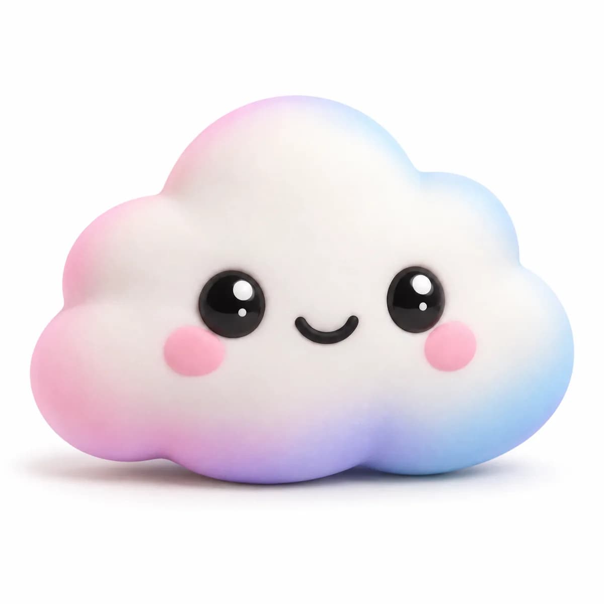 GPT Image 2.5 Sunburst: A pastel 3D cloud character for an app illustration