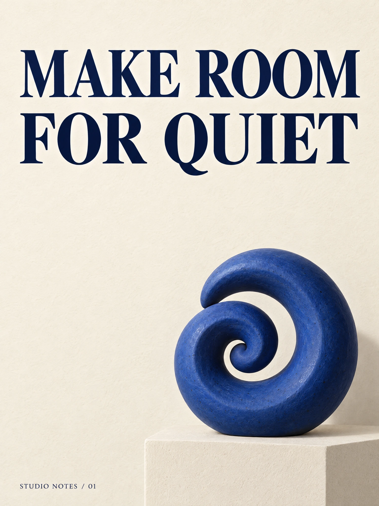 GPT Image 2.5 Sunburst: the MAKE ROOM / FOR QUIET poster, 1536 × 2048 pixels (3:4), shown uncropped.